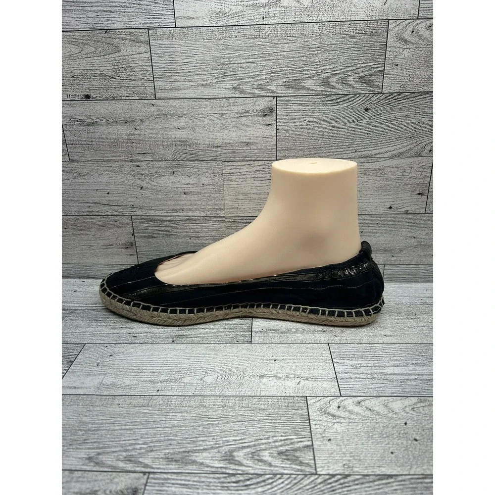 Sam‎ Edelman Jessa Striped Espadrille Flats Casual Black Gold Women's Size 8M